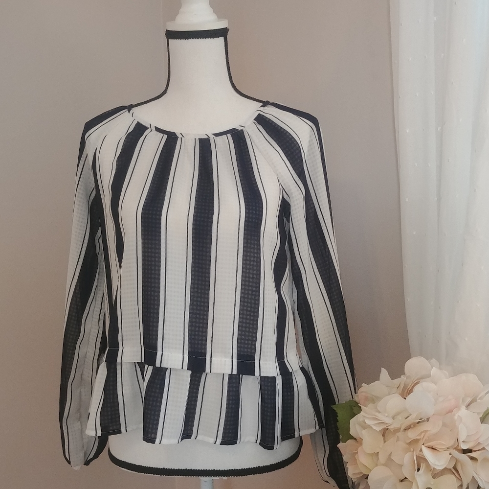 Merona Navy and White striped blouse